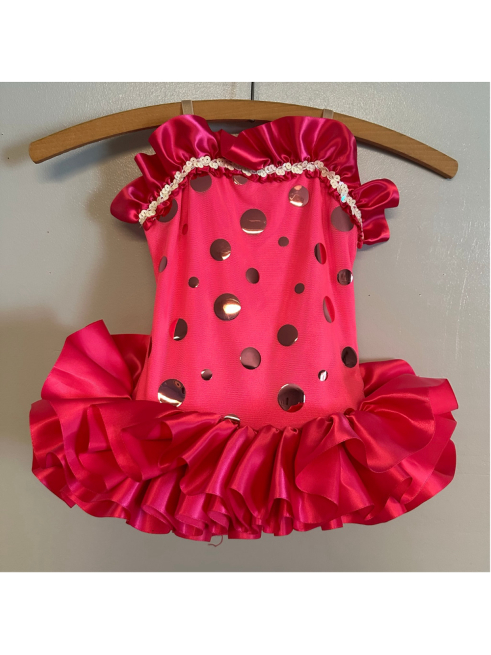 Girls Curtain Call Costumes Pink Dance Costume Polka Dots Ballet XS best fits 4T